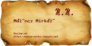 Müncz Mirkó névjegykártya